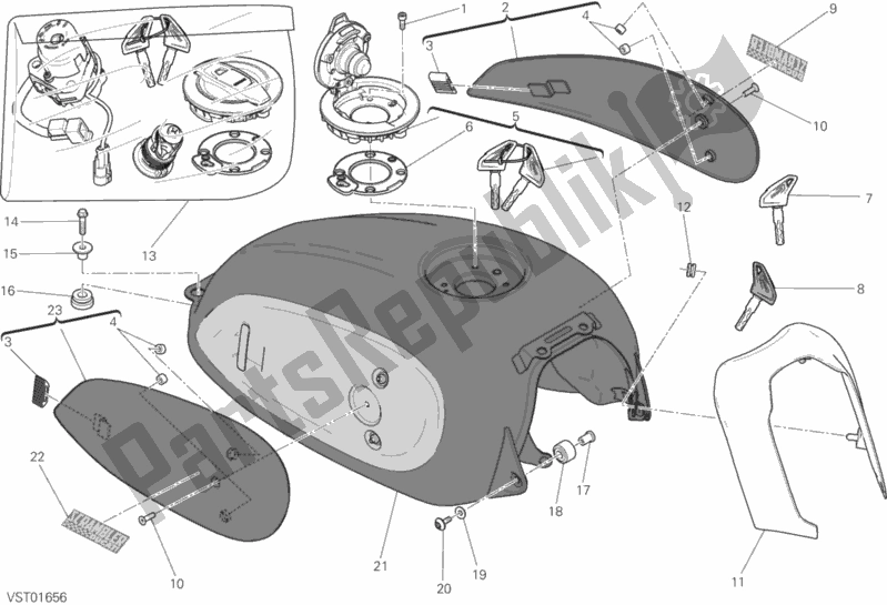 Toutes les pièces pour le Réservoir D'essence du Ducati Scrambler Cafe Racer 803 2017